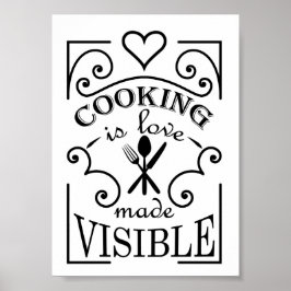 Poster design de citação 'Cozinhar é amor feito visível'