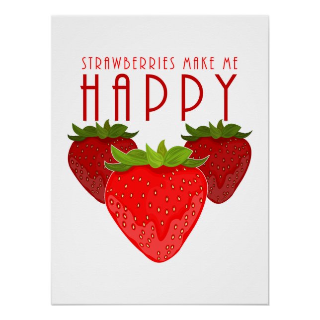 Póster Design de Citação de Morango Fofo | Fruta Kawaii (Frente)