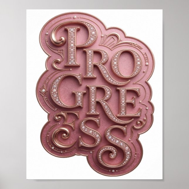 Poster Design de Citação PROGRESSO Rosa Bonito (Frente)