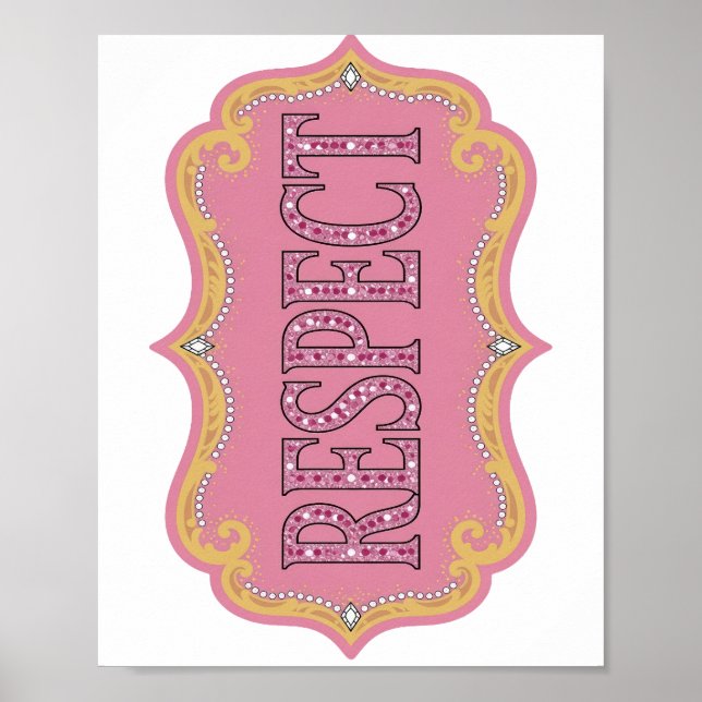 Poster Design de Citação RESPEITO Rosa Atraente (Frente)
