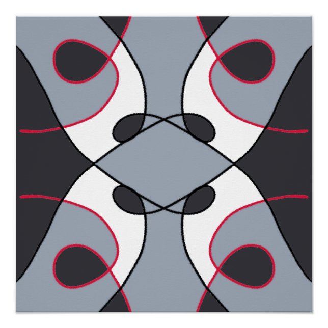 Póster Design de colheita de abstrato preto, cinza branca (Frente)