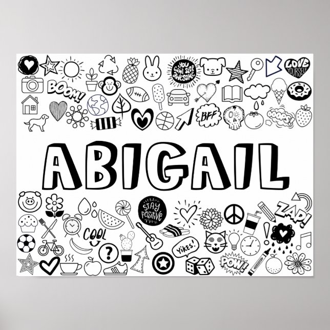 Poster design de Contorno 'ABIGAIL' Colorido-você-mesmo (Frente)