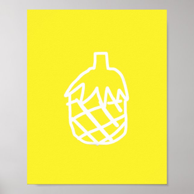 Poster Design de contorno de abacaxi amarelo moderno (Frente)