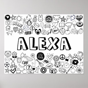 Poster design de Contorno de 'ALEXA' Colorido-você-mesmo