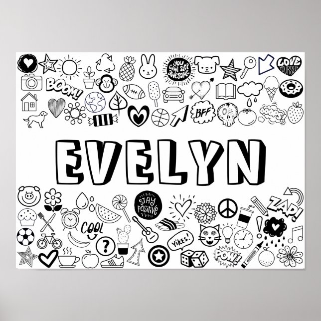 Poster design de Contorno de 'EVELYN' Color-it-Yself (Frente)
