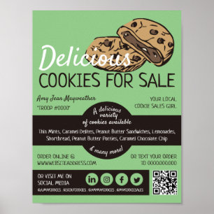 Poster Design de cookies, drenagem de fundos de vendas de