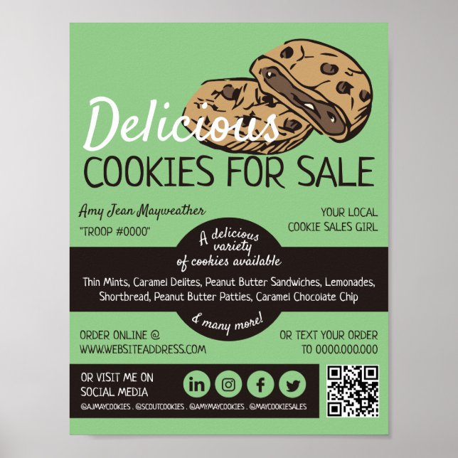 Poster Design de cookies, drenagem de fundos de vendas de (Frente)