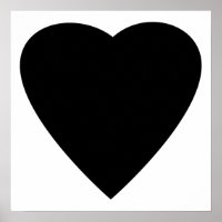 Design de Coração de Amor Negro e Branco.