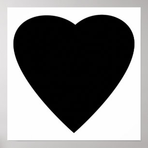 Póster Design de Coração de Amor Negro e Branco.