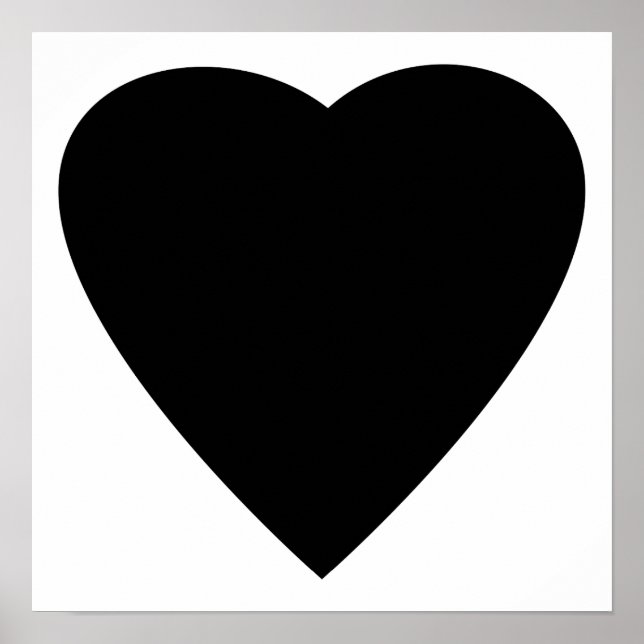 Póster Design de Coração de Amor Negro e Branco. (Frente)