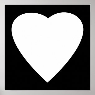 Póster Design de Coração de Amor Negro e Branco.