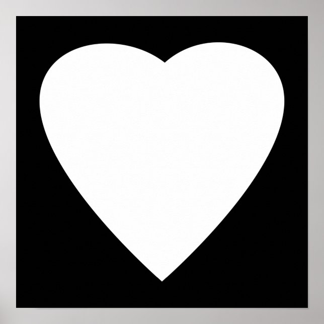 Póster Design de Coração de Amor Negro e Branco. (Frente)