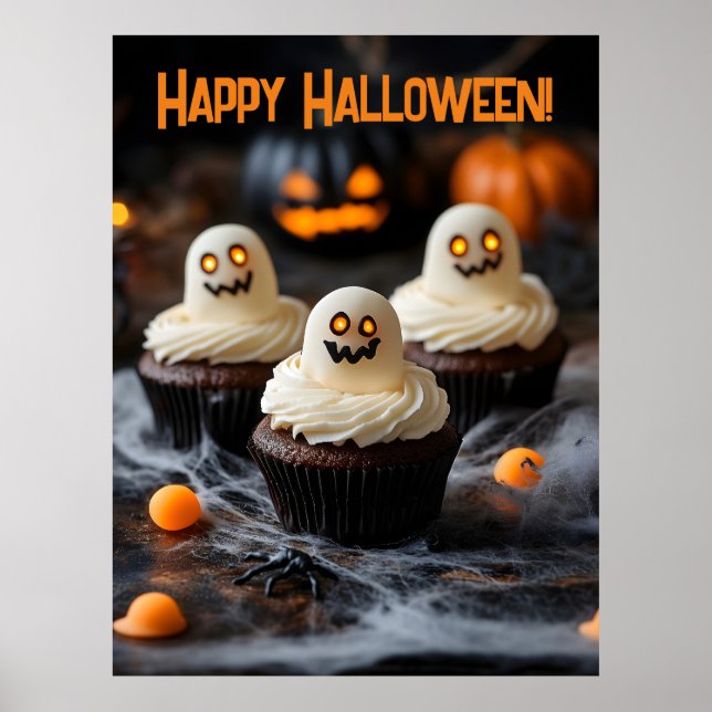 Poster Design de cupcakes de Halloween Spooky (Frente)