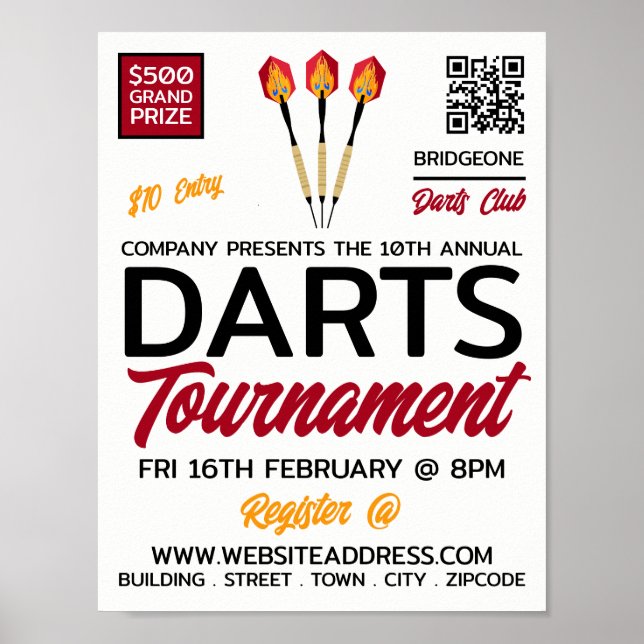 Poster Design de Darts, Anúncios de Torneio de Darts (Frente)