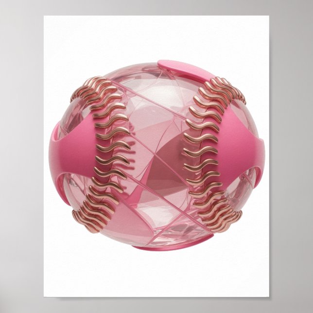 Poster Design de declaração de BEISebol ROSA Prata Modern (Frente)
