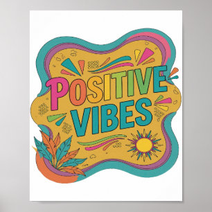 Poster Design de declaração de Vibrações Positivas Rosa I