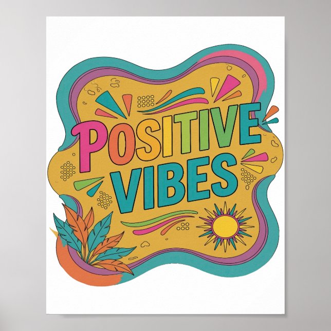 Poster Design de declaração de Vibrações Positivas Rosa I (Frente)