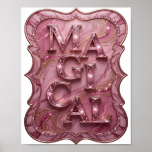 Poster Design de declaração mágica cor-de-rosa fresca