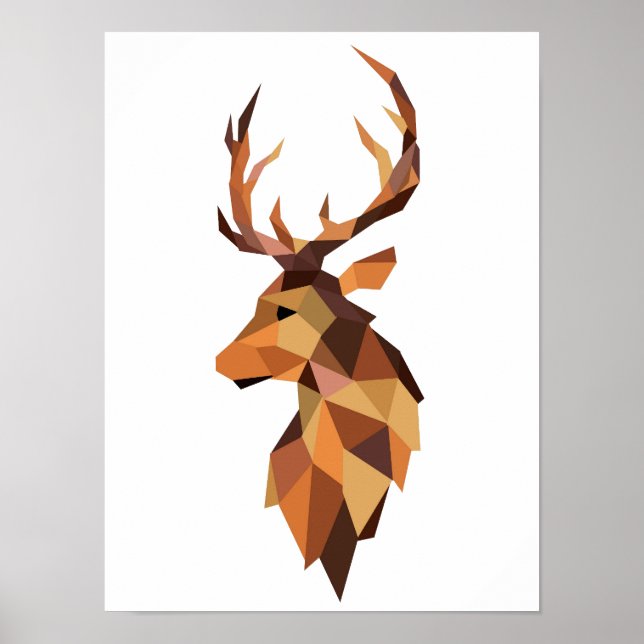 Poster Design de Deer Geométrico WPAP | Imprimível | Wall (Frente)