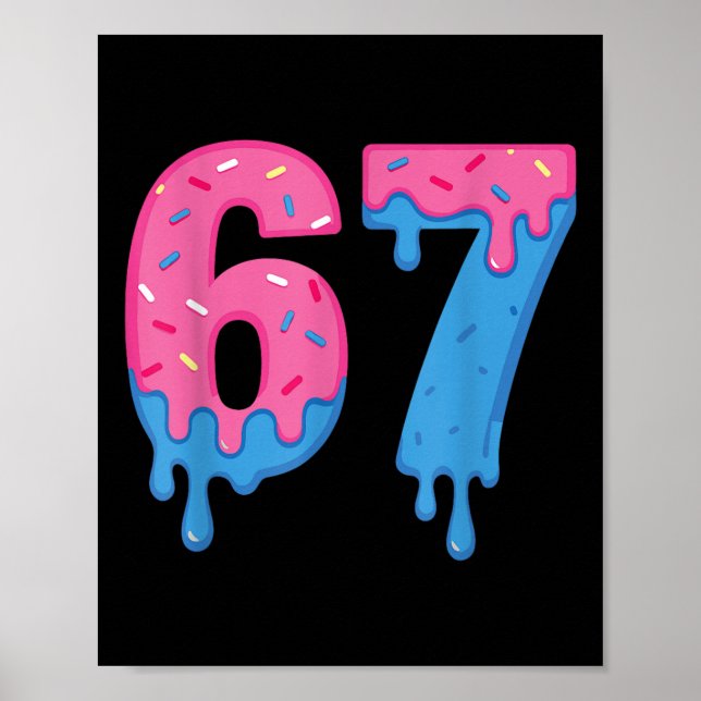 Poster Design de Donut 67 Meme Diversão Seis Sete Confeit (Frente)