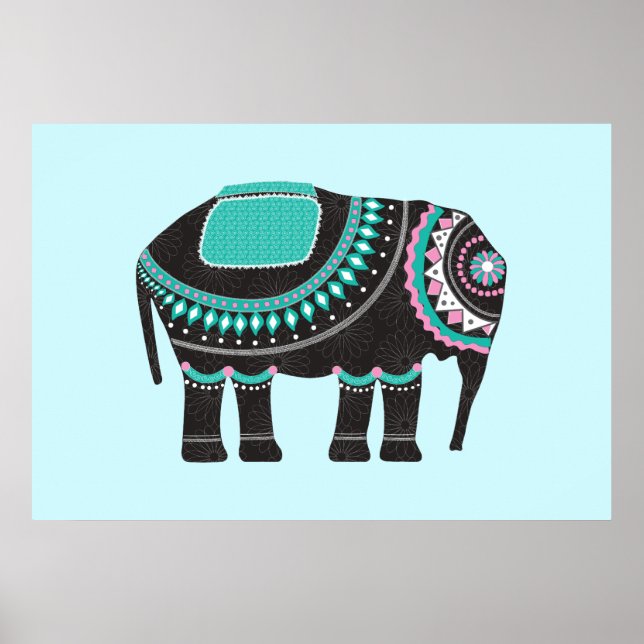 Poster Design de Elefante Preto Único, Moderno (Frente)