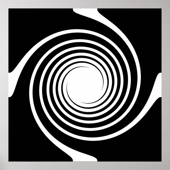 Póster Design de espiral preto e branco. (Frente)