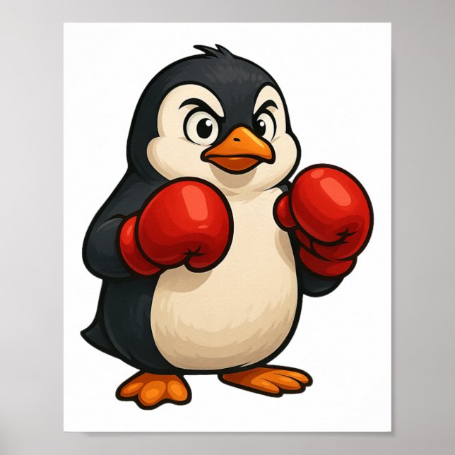 Poster Design de Esportes de Boxeador de Pinguim de Desen (Frente)