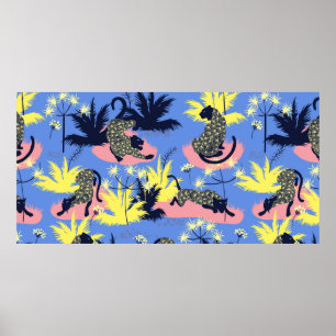 Poster Design de estilo geométrico do Tigre e do Leopardo