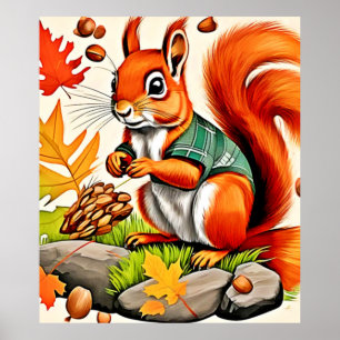 Poster Design de Exibição de Esquilo da Madeira