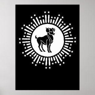 Poster Design de explosão estelar cósmica do signo de Ári