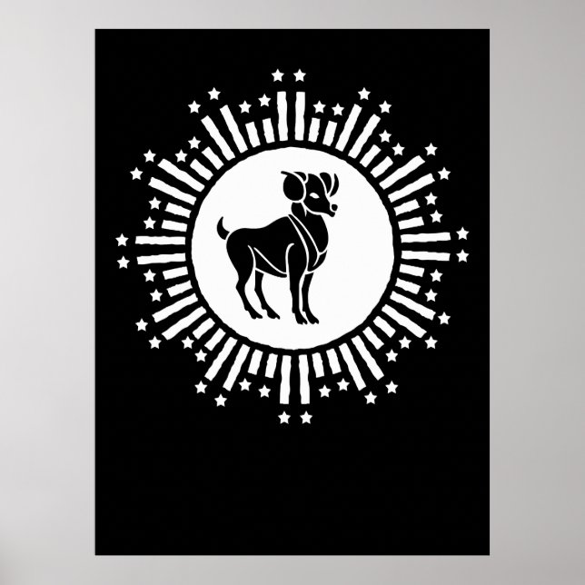 Poster Design de explosão estelar cósmica do signo de Ári (Frente)