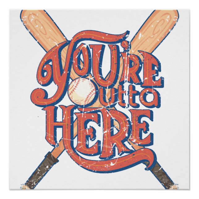 Póster Design de fã de beisebol softbol retrô (Frente)