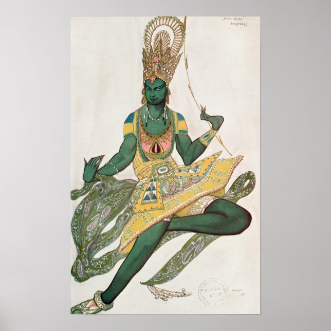 Póster Design de fantasia para Nijinsky como o 'Deus Azul (Frente)