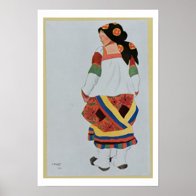 Póster Design de fantasia para uma Menina Camponesa, 1922 (Frente)