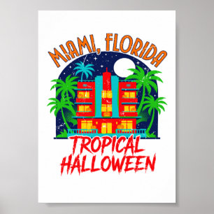 Poster Design de Fantasia Tropical de Halloween de Miami