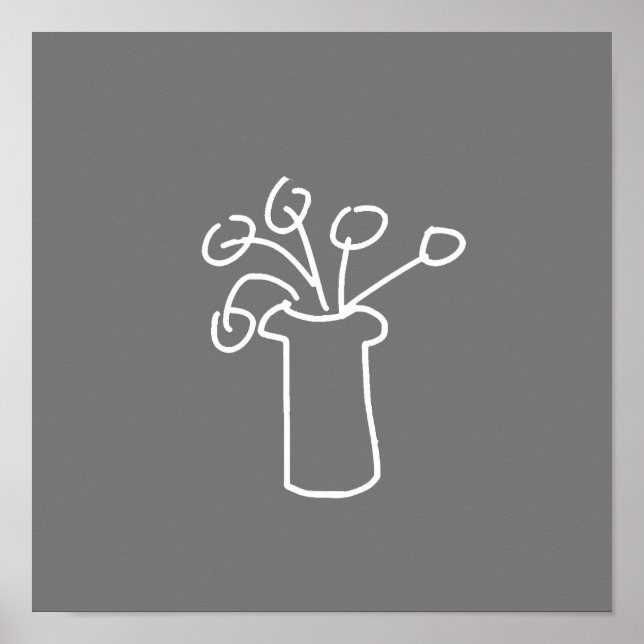 Poster Design de flor branca e esboço moderno (Frente)