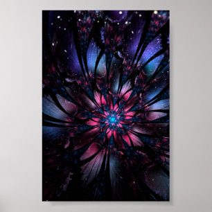 Poster design de flor fractal abstrato.