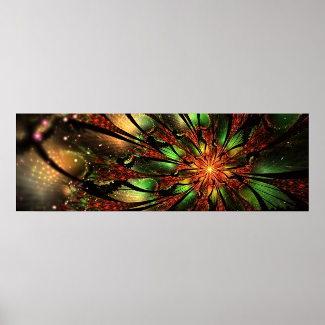 Poster design de flor fractal abstrato. (Frente)