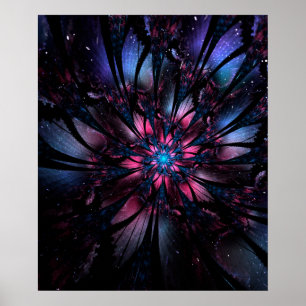 Poster design de flor fractal abstrato.