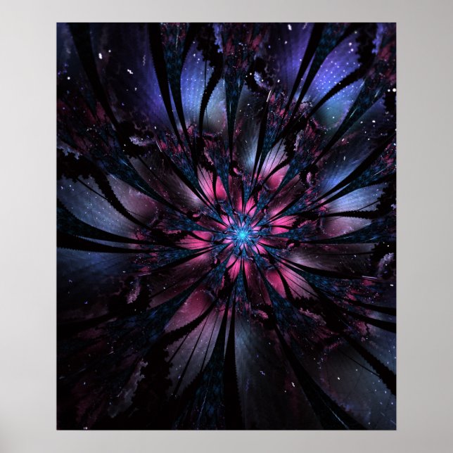 Poster design de flor fractal abstrato. (Frente)