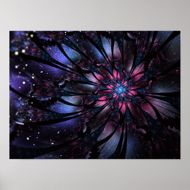 Poster design de flor fractal abstrato. (Frente)
