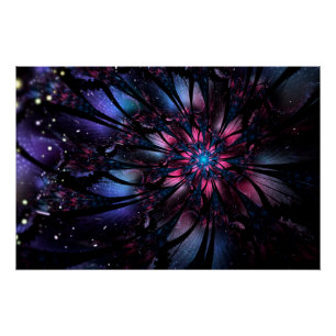 Póster design de flor fractal abstrato.