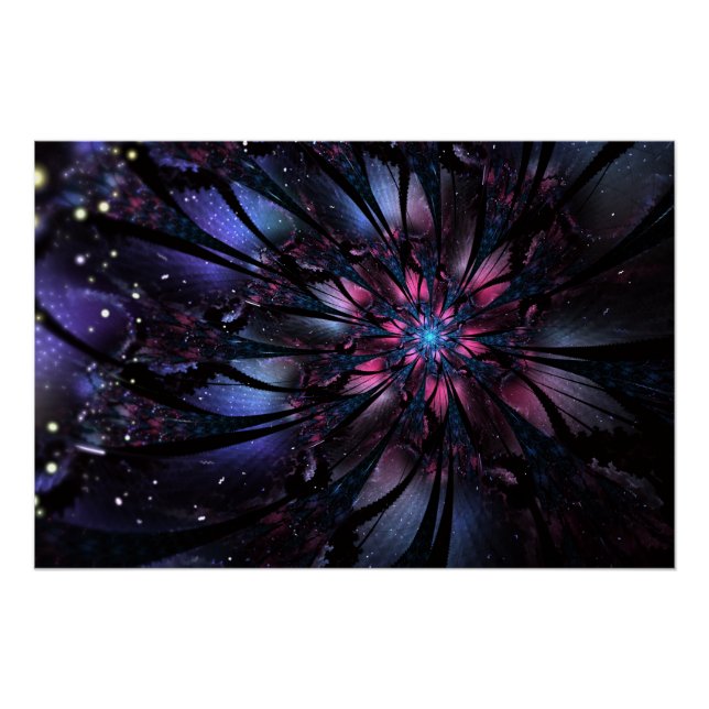 Póster design de flor fractal abstrato. (Frente)