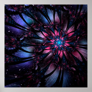 Poster design de flor fractal abstrato.