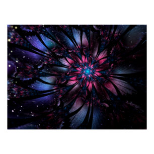 Póster design de flor fractal abstrato.