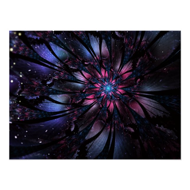 Póster design de flor fractal abstrato. (Frente)
