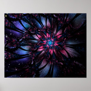 Poster design de flor fractal abstrato.