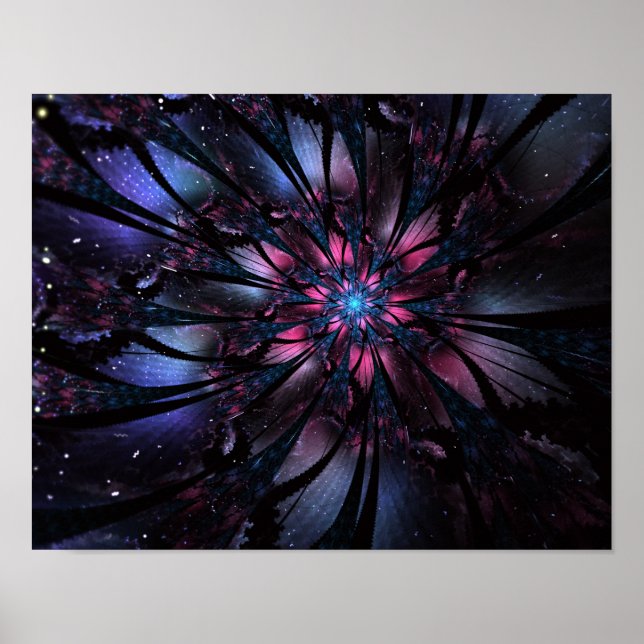 Poster design de flor fractal abstrato. (Frente)