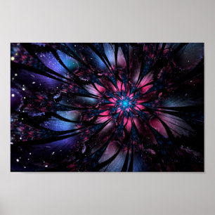 Poster design de flor fractal abstrato.