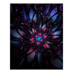 Póster design de flor fractal abstrato.